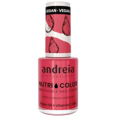 Image of Andreia Professional NutriColor Breathable Nail Polish Vegan and Cruelty Free DIY Art with Long Lasting Gloss Finish Colour NC14 Pink 10.5ml