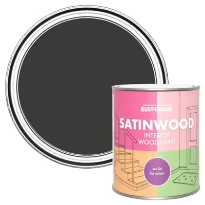 Image of Rust Oleum Black Satinwood Interior Wood Paint Dark Magic 750ml