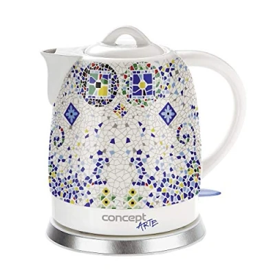 Image of Concept rk0020 Kettle, Ceramic, White+Pattern