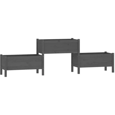 Image of vidaXL Planter Grey 245.5x44x75 cm Solid Wood Pine