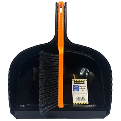 Image of The Trade Jumbo Dustpan and Brush Set 32cm Large Capacity Dust Pan 35cm Sweeping Outdoor/ Indoor Ideal for Builders, Joiners, etc.