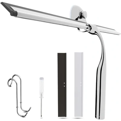 Image of Wunset 35 cm Shower Squeegee, Large Silver Window Squeegee 6 Pieces Set Including 2 Replacement Silicone Lips, Cleaner for Doors and Various Smooth Surfaces (35 cm, Silver)