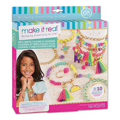 Image of Make It Real Bracelet Making Kit with Neon Beads Girls Friendship Jewellery Arts and Crafts for Kids