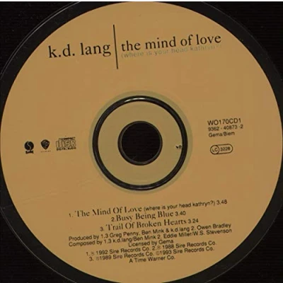 Image of K.D. Lang The Mind Of Love CD1 1993 UK CD single W0170CD1