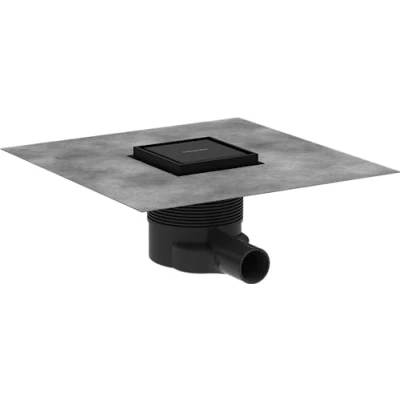 Image of hansgrohe 56250670 RainDrain Brilliance Complete Set Point Drain 100/100 can be Tiled on The Back, matt Black, 10 x 10cm