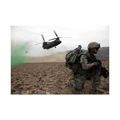 Image of Wee Blue Coo War Photo Army Infantry Ch47 Chinook Helicopter Picture Wall Art Print