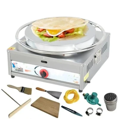 Image of 50cm,GUUFUFA Commercial Crepe Maker Machine Pancake Griddle Big Hotplate Nonstick Electric Maker, Batter Spreader, Wooden Spatula Pan for Gas LPG