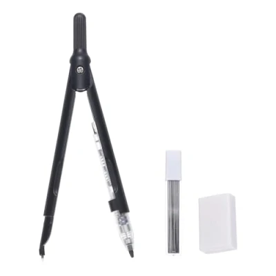 Image of M&amp;G Compass for Geometry, Metal with Extra Leads and Eraser Geometry Math Drafting Drawing Measuring Tools Classroom Office Supplies, Black