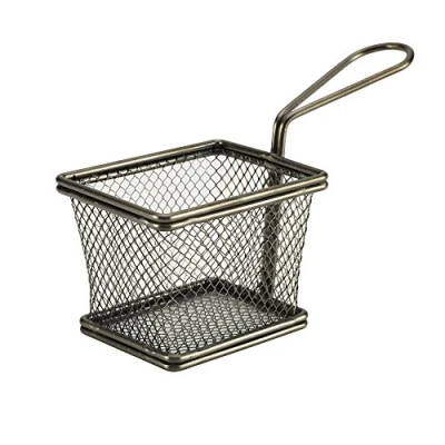 Image of Genware Mini Presentation Fry Basket Black 10 x 8 7.5cm Food Serving