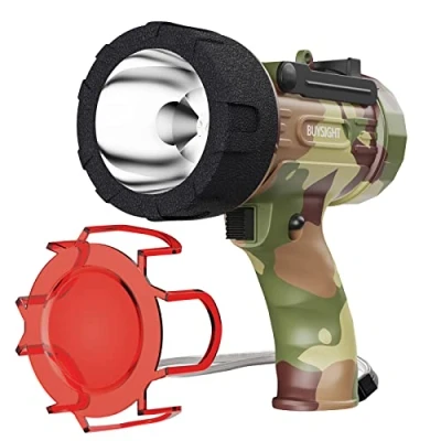Image of BUYSIGHT Rechargeable Spotlight Flashlight, Hand held 200000 lumens Waterproof Flashlight Hunting Lamp with red Filter(Camouflage Gray)
