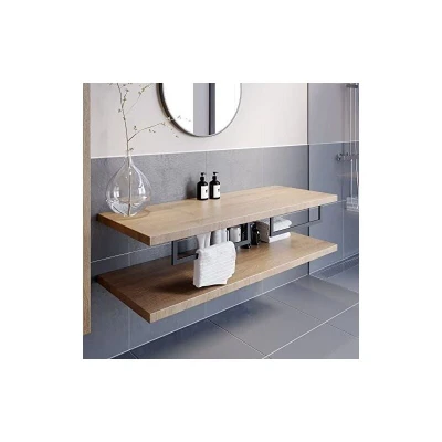 Image of Vitusso Garda Wood Wall Hung Double Countertop Basin Shelves 1100mm