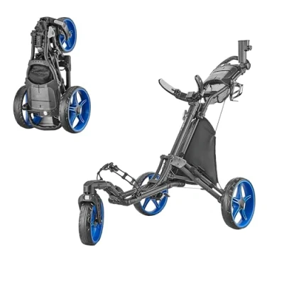 Image of Caddytek Caddylite One Swivel V8 3 Wheel Lightweight Golf Push Cart, Easy Fold Trolley with Front for Smooth Maneuverability, Compact and Durable Caddy