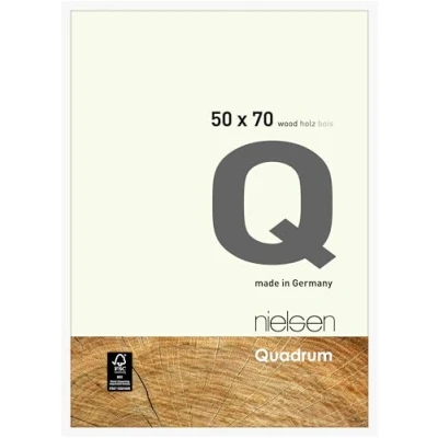 Image of nielsen Quadrum Photo Frame, 50x70cm Wood Picture Covering White Frame with Protective Float Glass and Push Turn Clips