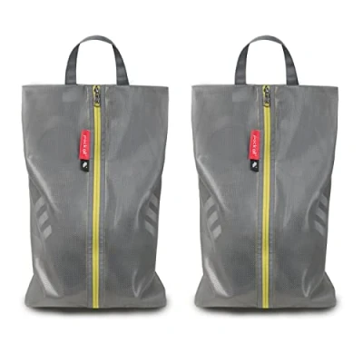 Image of Pack all Water Resistant Shoe Bags Plus for Travel, Storage Organizer Pouch with Zipper, Multi Color Men and Women, 2 Grey