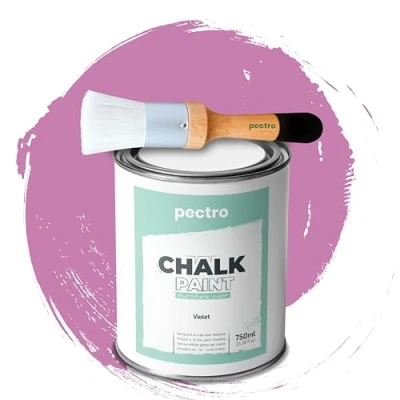 Image of PECTRO Chalk Paint for Furniture 750ml + special Wood Brush Pack without sanding Piant Effect Colors (Violet)