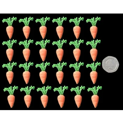 Image of 24 x Edible 3D Carrots Vegetables icing toppers, cake cupcakes decorations