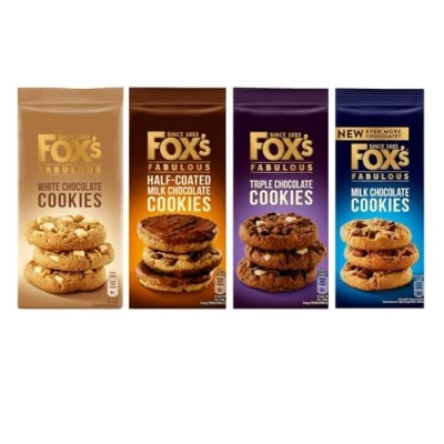Image of Foxs Chocolate Chunkie Cookies Multipack White 180g, Half Coated Milk 175g, Triple 180g &amp; (Pack of 4)