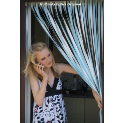 Image of Heavy Duty Bug Blind,Fly Blind,Strip Blind, Door Blind SKY BLUE &amp; WHITE 90cm WIDE