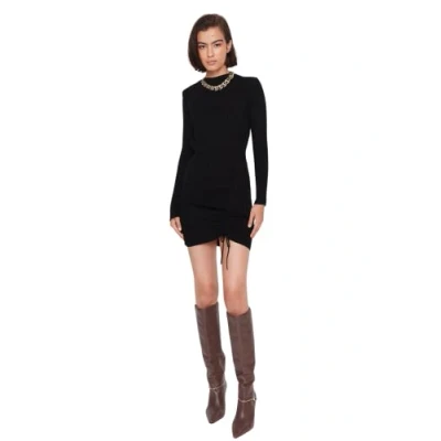 Image of Trendyol Women Mini Bodycon Slim Knitwear Dress Black