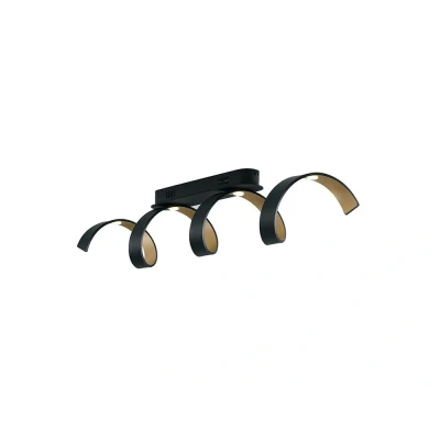 Image of HELIX LED Swirl Semi Flush Light Black, Gold 1600lm 3000K 80x18x13.5cm