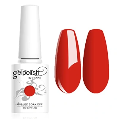 Image of Vishine 8ml Soak Off UV LED Gel Polish Nail Art Manicure Lacquer Orange Red #019