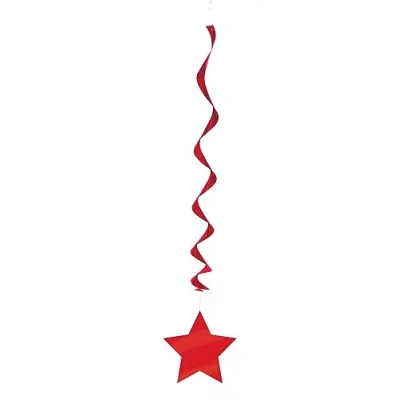 Image of Ruby Red Solid Hanging Swirl Decorations (66cm) Pack of 3 Elegant Décor for Parties &amp; Events