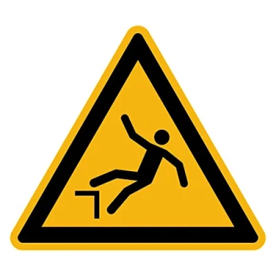 Image of Sticker Danger Warning NF ISO 7010 Laminated Triangular Signage Adhesive Water and UV Resistant of Falling 15x15 cm