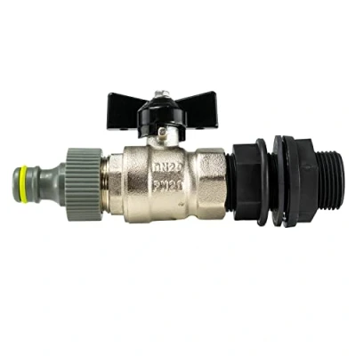 Image of waterbutt/water tank metal butterfly tap kit universal click lock connection (3/4&quot; bsp)