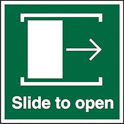 Image of Seco Slide to Open Right Arrow Sign, 150mm x 1mm Semi Rigid Plastic