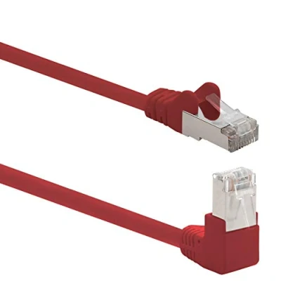 Image of 1aTTack.de 366252 Cat.6 network cable angle 90 degrees 7.5m red 1 piece Cat6 patch (SFTP PIMF) 1000Mbit/s Rj 45 connector x meter