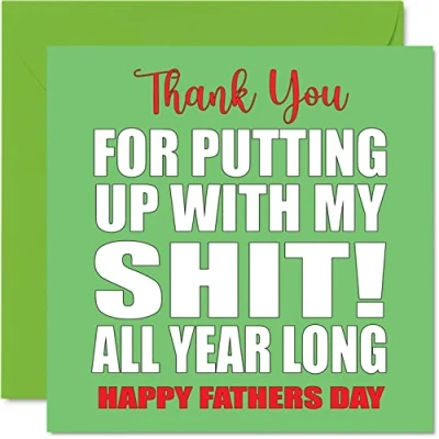 Image of Funny Fathers Day Cards for Dad Putting Up Joke Happy Father&#039;s Card from Son Daughter, Father Banter Gifts, 145mm x Rude Greeting Gift Daddy Papa