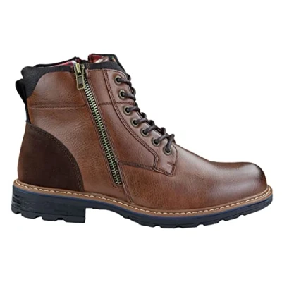 Image of TruClothing Mens Military Boots Laced Black Brown Side Zip Retro Punk Casual 7 UK