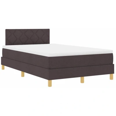 Image of vidaXL Box Spring Bed with Mattress Dark Brown 120x200 cm Fabric