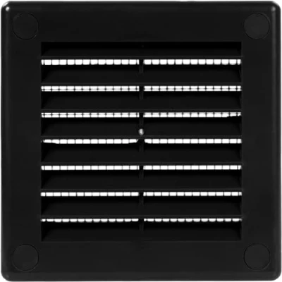 Image of Vent Systems 100 x mm / 4&#039;&#039; Inch Black Soffit Cover Flat Square Air Louver Grille Built in Insect Screen HVAC Vents for Bathroom, Home Office, Kitchen