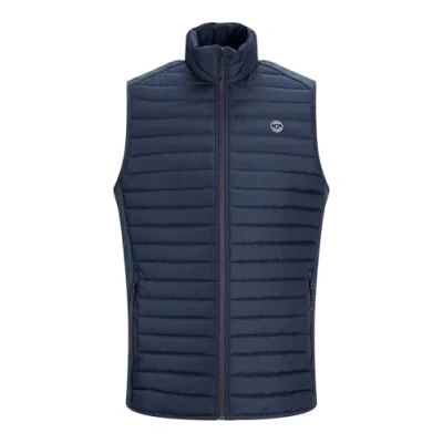 Image of Jack &amp; Jones Men&#039;s Plus Size Stylish Gilet/Body Warmer With Stitching Details in Navy 5XL