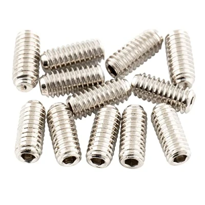 Image of Musiclily Ultra UNF#4 48X1/4 Inch Stainless Steel Bridge Saddle Height Screws for USA Electric Guitar, Nickel (Set of 12)