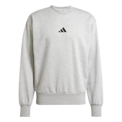 Image of adidas Men&#039;s ESSENTIALS FEELCOZY FLEECE SWEATSHIRT, medium grey heather/black, XS