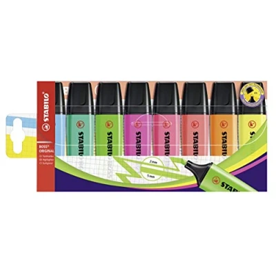 Image of STABILO Boss Original Markers Pastel Colours Pack of 8 1