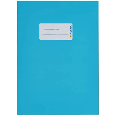 Image of HERMA 19764 Notebook Covers A5 Cardboard Light Blue, Pack of 10, with Labelling Field Made Sturdy and Extra Strong Paper, Cover Set for School Notebooks, Coloured