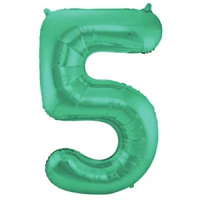 Image of Folat 65915 Number 5 Metallic Mat Foil Balloon, Green