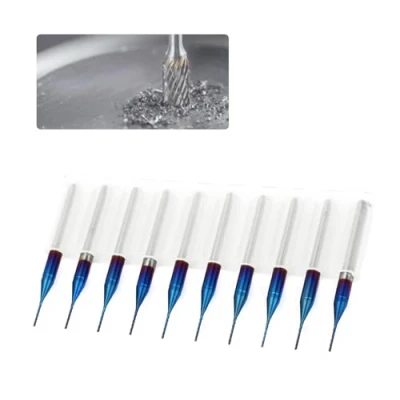 Image of 10pcs Carbide End Mill Cutter,0.5mm Tungsten CNC Router Bits Mills Blue Coated Cone Milling Cutter for PCB Engraving Machine Ultra Fine Grained Carbide,1/8&quot; Shank