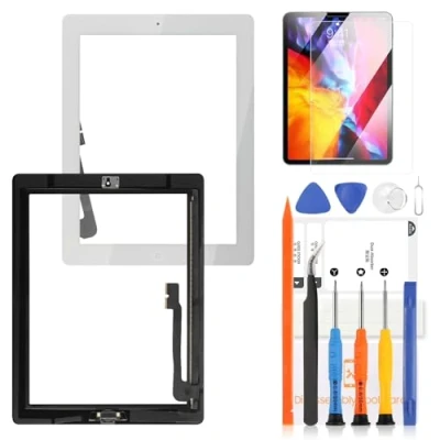Image of LADYSON Touchscreen Digitizer for iPad 3 3rd Gen A1416 A1430 A1403 9.7 Inch LCD Screen Touch Replacement Kit with Home Button Tools (White, Not Display)