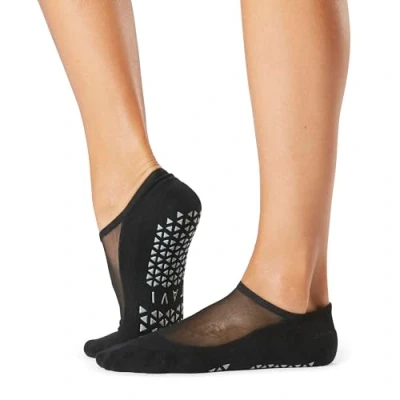 Image of Women&#039;s 1 Pair Tavi Noir Maddie Organic Cotton Sheer Top Yoga Socks with Grip Ebony 6 8.5 Ladies
