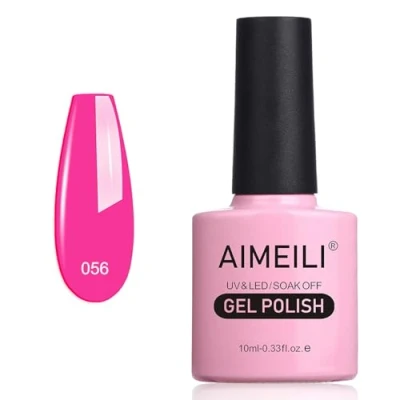 Image of AIMEILI Soak Off UV LED Gel Nail Polish Neon Peachy Pink (056) 10ml