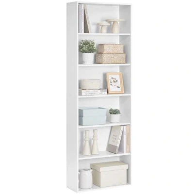 Image of VASAGLE Bookcase, Bookshelf with 6 Shelves, for Living Room, Study, Office, Bedroom, Modern Style, 24 x 60 178.5 cm, Cloud White LBC169T14