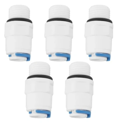 Image of eMagTech 5pcs 1/4 Male Thread to Straight Connector Pushfit Fittings for Installing Replacement Filters Filter Housings Reverse Osmosis Water Filtration Systems