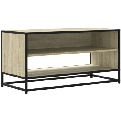 Image of vidaXL TV Cabinet Stand Sonoma Oak Media Unit, Engineered Wood &amp; Metal Frame, 91 x 40 46 cm, Modern Style, Living Room/Bedroom