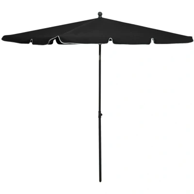 Image of vidaXL Garden Parasol with Pole 210x140 cm Black