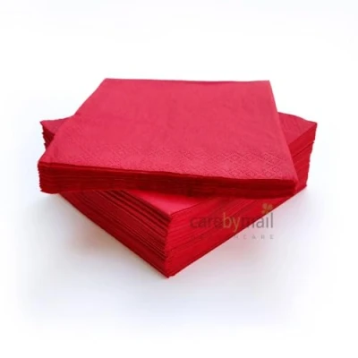 Image of Paper Napkins 33cm x 2 Ply Disposable Napkins/Serviettes 100 Pack CarebyMail (Red)
