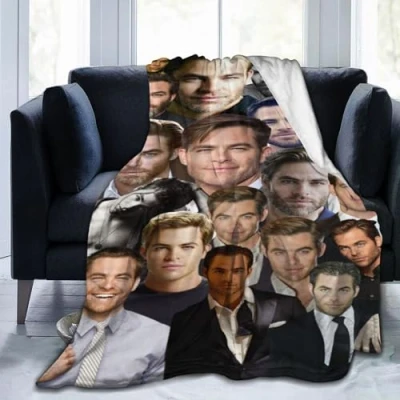 Image of QapLWczK Blanket Chris Pine Soft and Comfortable Wool Fleece Throw Blankets Gift for Sofa Office car Camping Yoga Travel Home Decoration Cozy80 x60